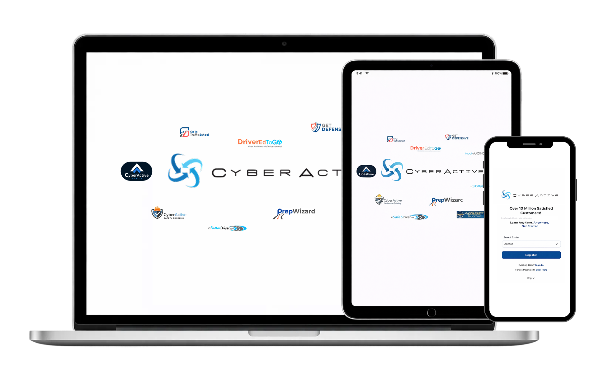 CyberActive platform on laptop, tablet, and mobile devices