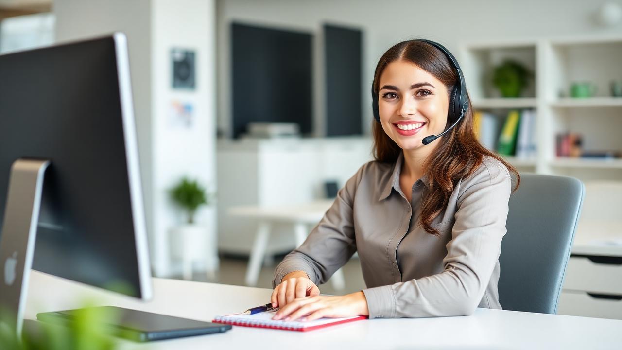 Customer support representative helping students